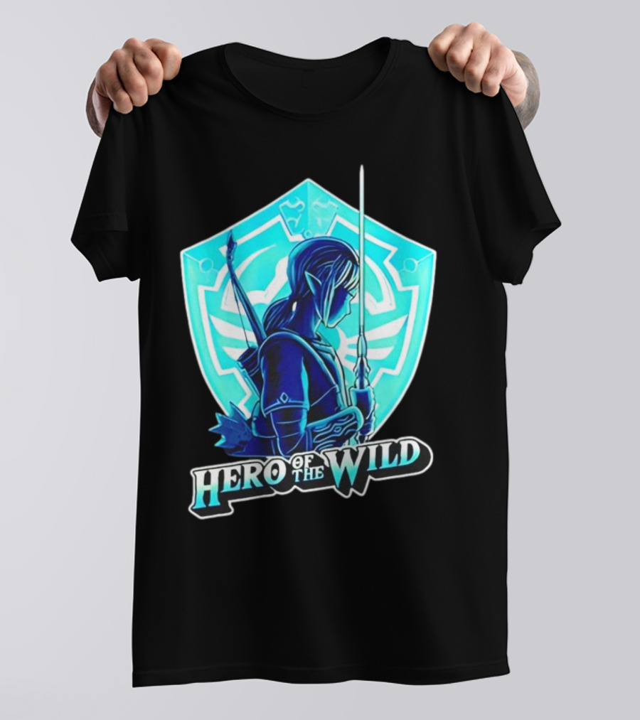 Hero Of The Wild Legend Of Zelda Link Blue Sword And Shield T-Shirt