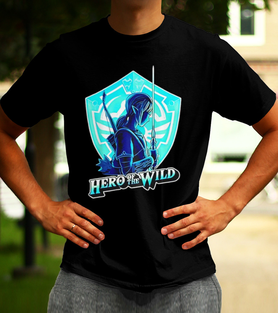 Hero Of The Wild Legend Of Zelda Link Blue Sword And Shield T-Shirt
