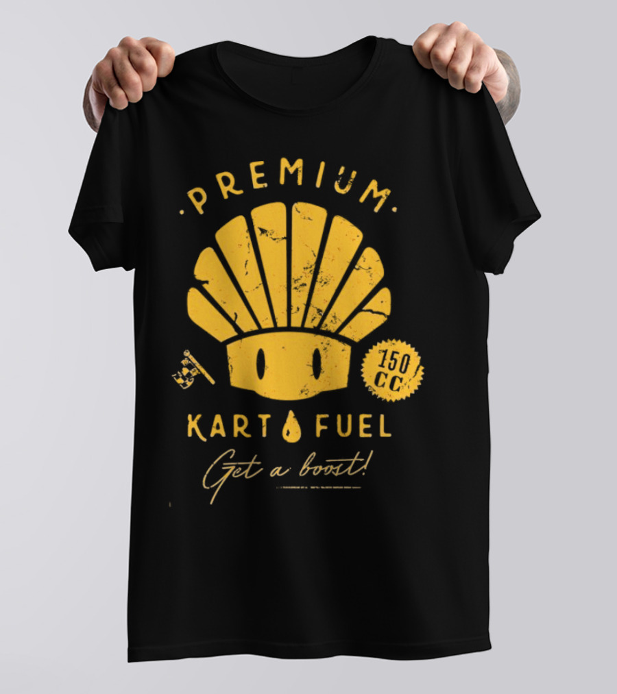 Mario Kart Premium Yellow Shell Kart Fuel 150cc Get A Boost T-Shirt