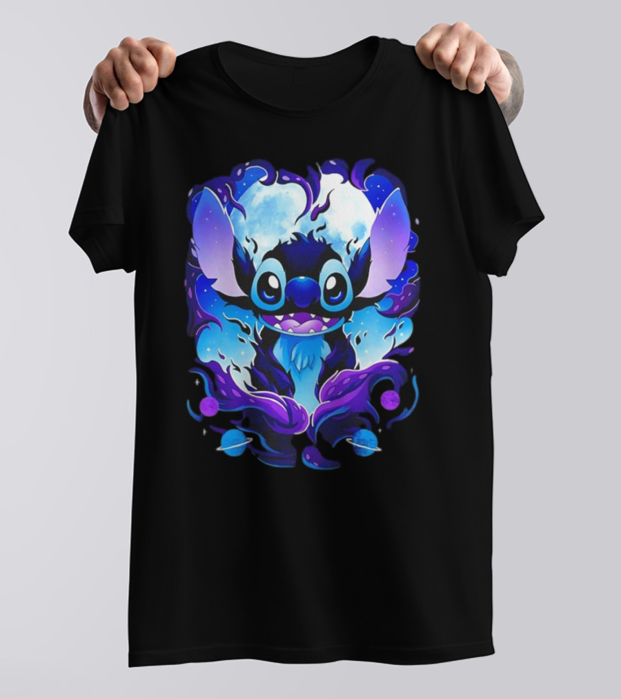 Stitch Experiment 626 Cosmic Darkness Cartoon T-Shirt