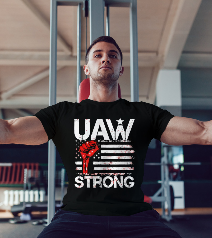 UAW Strong Red Fist American Flag T-Shirt