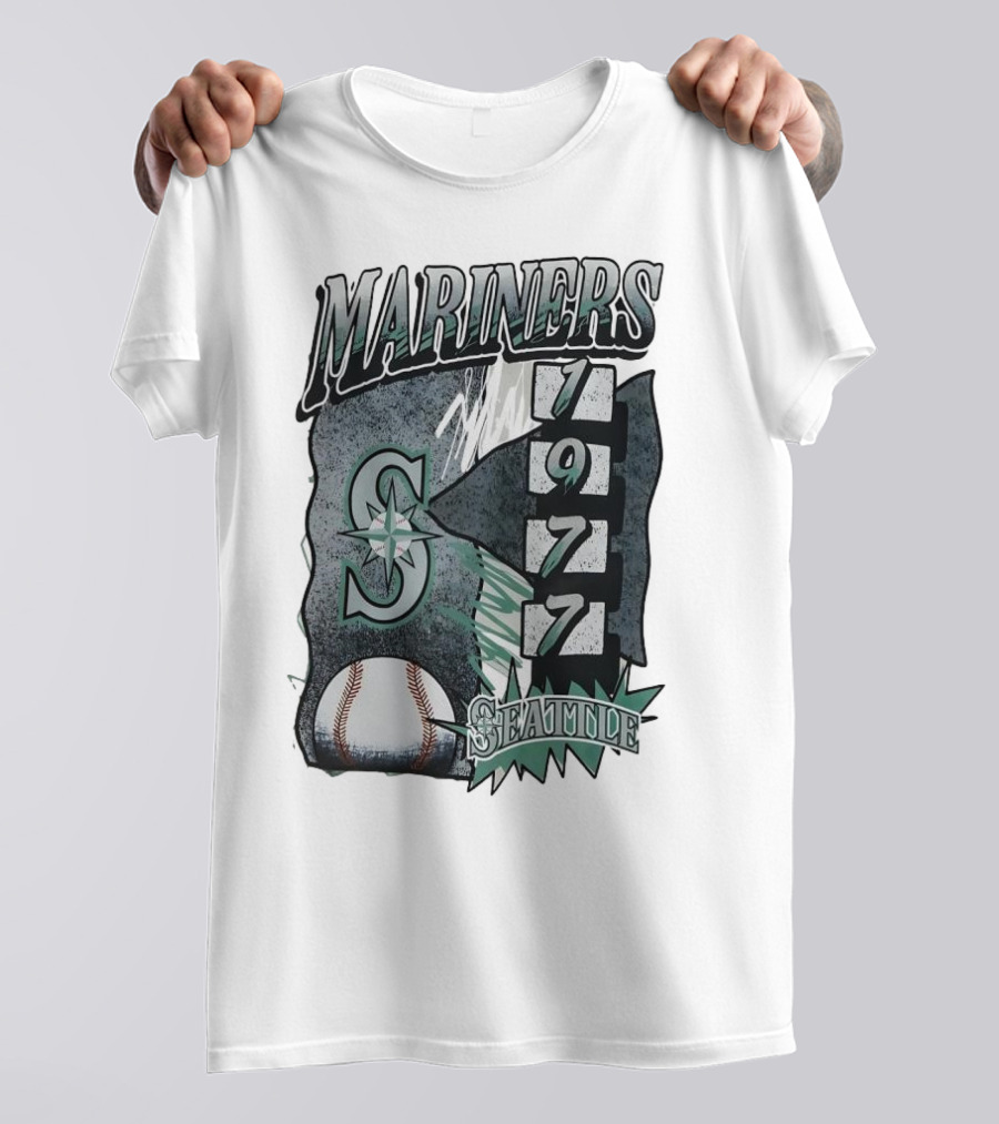 Seattle Mariners 1977 Vintage Overspray Baseball Logo Seattle T-Shirt