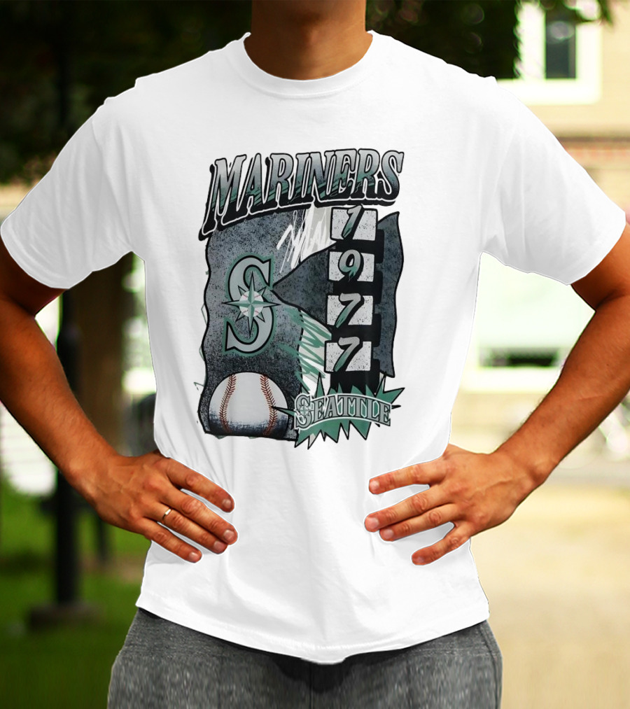 Seattle Mariners 1977 Vintage Overspray Baseball Logo Seattle T-Shirt