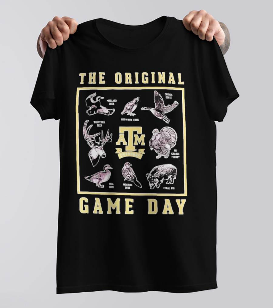 The Original Game Day Texas A&M Outdoors Whitetail Deer Mallard Duck Rio Grande Turkey T-Shirt