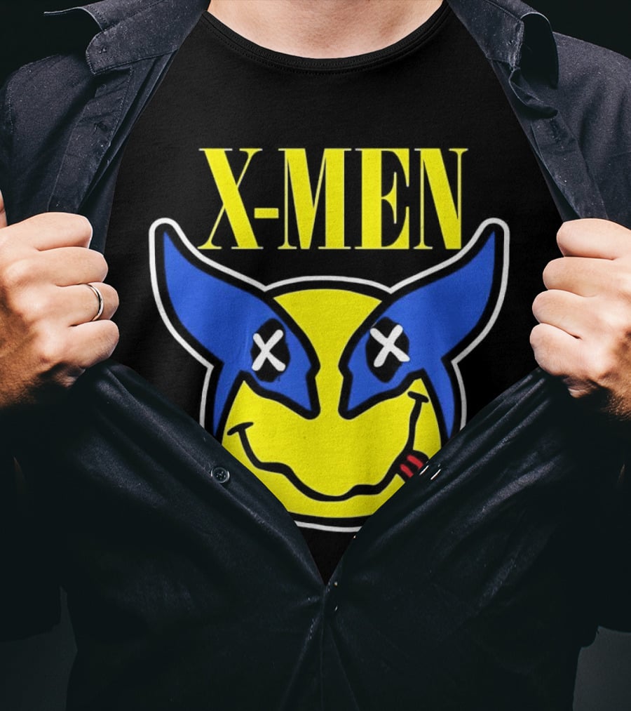 X-Men Wolverine Nirvana Smiley Face Crossover T-Shirt