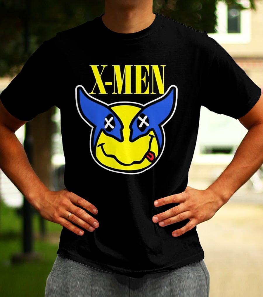 X-Men Wolverine Nirvana Smiley Face Crossover T-Shirt