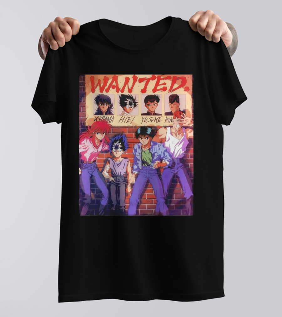 Yu Yu Hakusho 1992 Wanted Kurama Hiei Yusuke Kuwabara T-Shirt