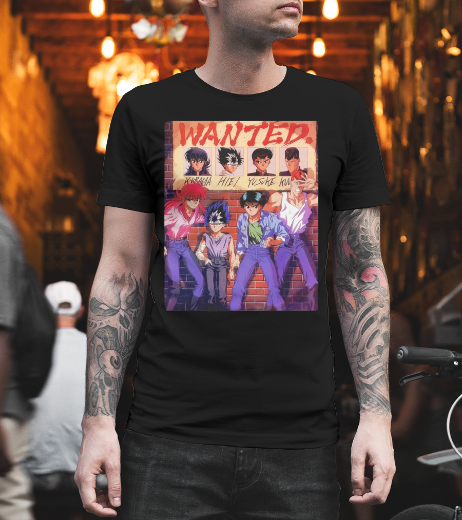 Yu Yu Hakusho 1992 Wanted Kurama Hiei Yusuke Kuwabara T-Shirt