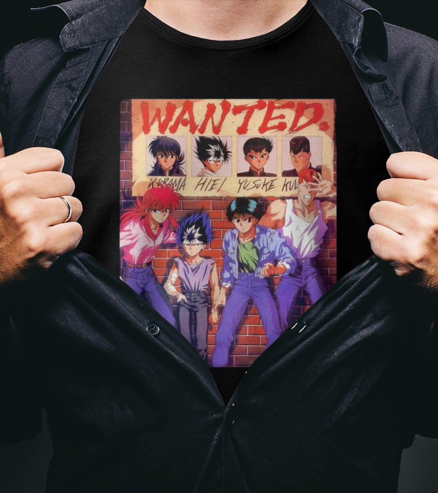 Yu Yu Hakusho 1992 Wanted Kurama Hiei Yusuke Kuwabara T-Shirt