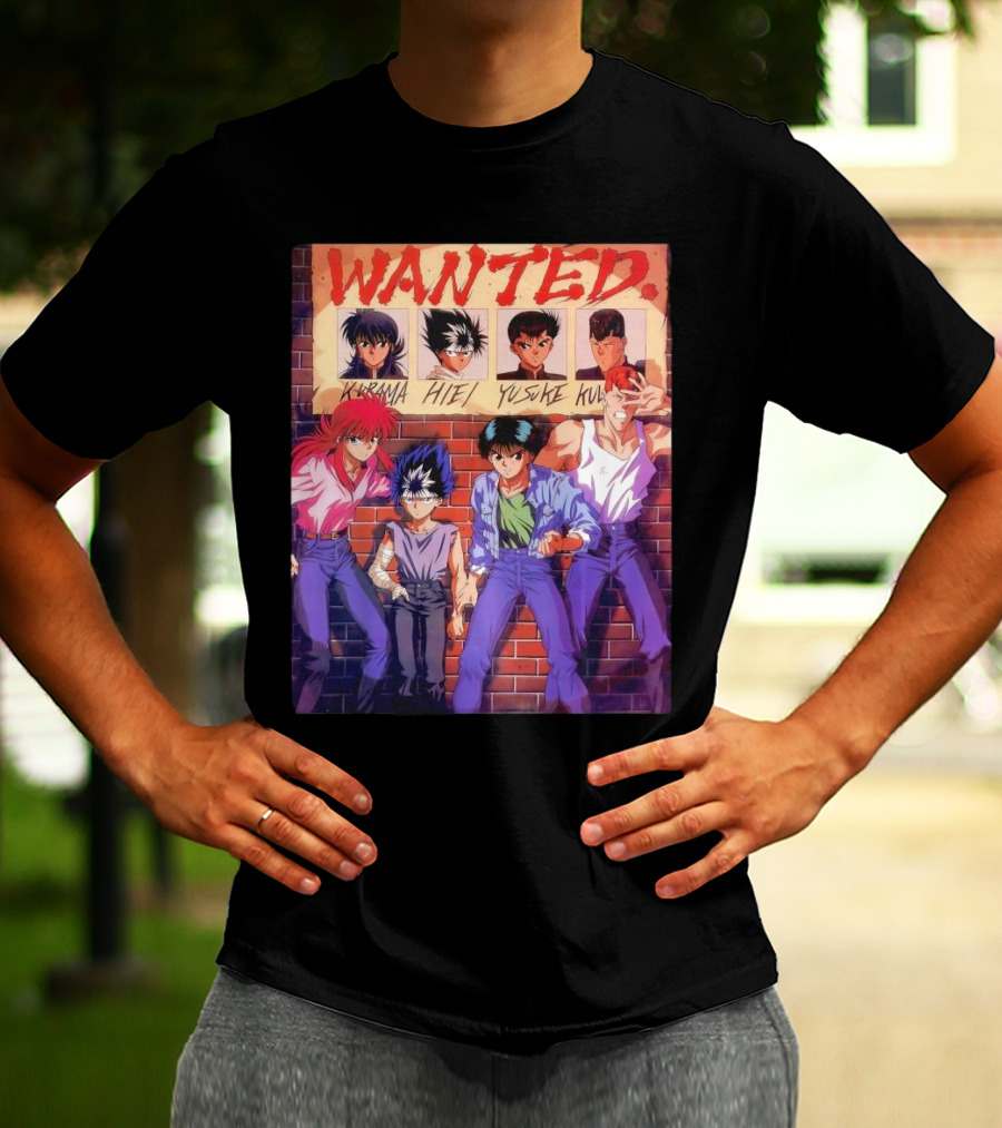 Yu Yu Hakusho 1992 Wanted Kurama Hiei Yusuke Kuwabara T-Shirt