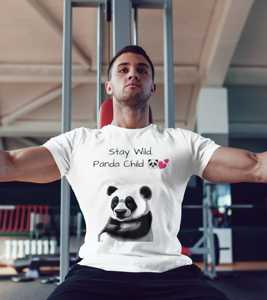 Stay Wild Panda Child Cute Emoji Panda Hearts T-Shirt