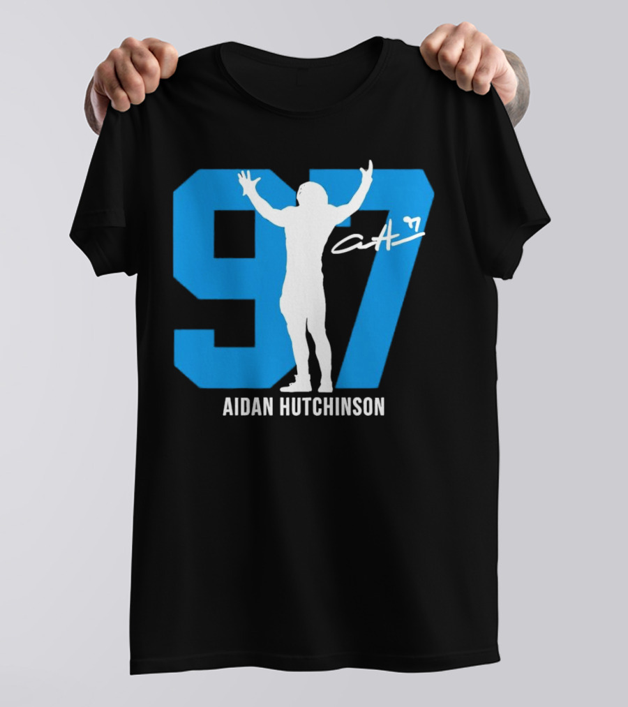 Aidan Hutchinson 97 Detroit Lions Silo Signature T-Shirt
