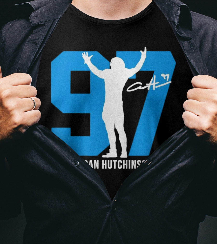 Aidan Hutchinson 97 Detroit Lions Silo Signature T-Shirt