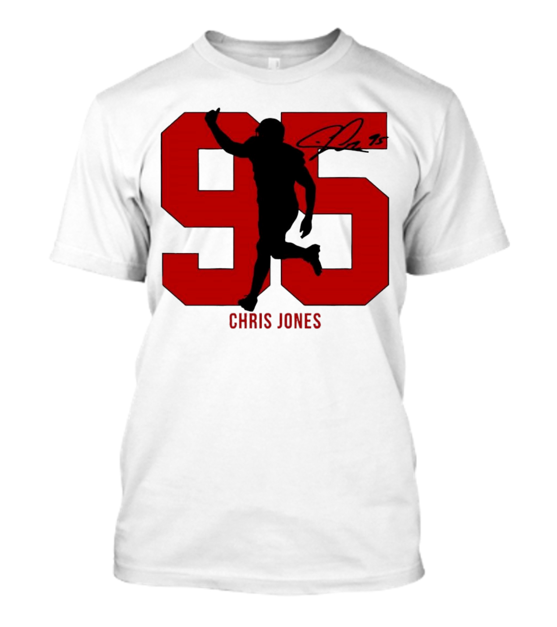 Chris Jones 95 Kansas City Chiefs Silo Signature Action Number T-Shirt