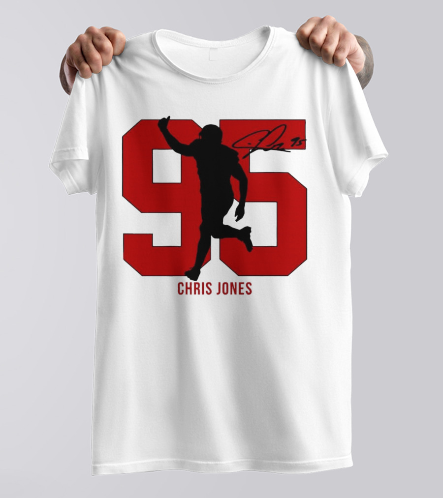 Chris Jones 95 Kansas City Chiefs Silo Signature Action Number T-Shirt