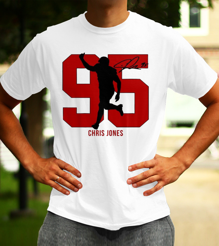 Chris Jones 95 Kansas City Chiefs Silo Signature Action Number T-Shirt