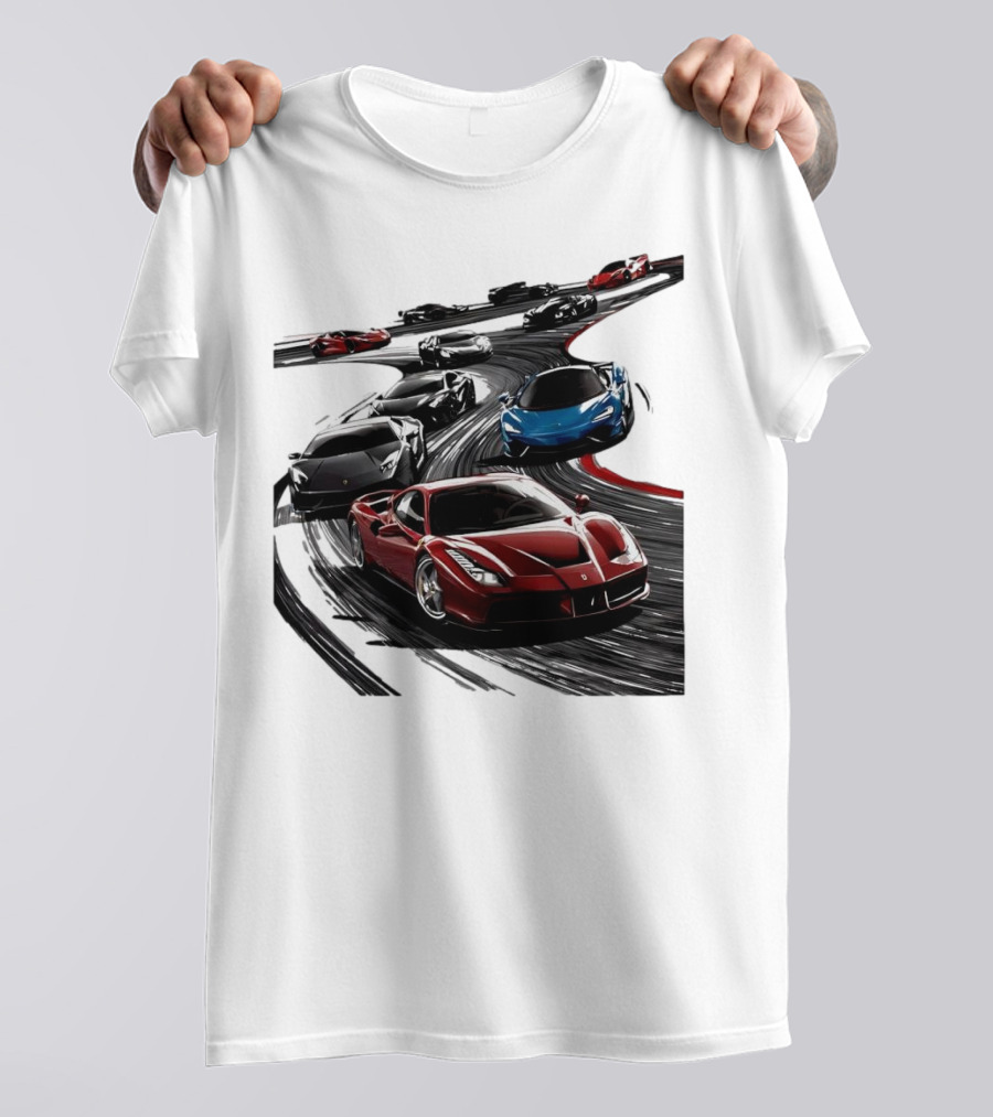 Furious Speed Race Cars Ferrari Lamborghini McLaren Track Racing T-Shirt