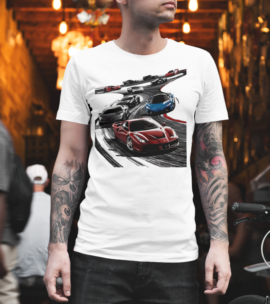 Furious Speed Race Cars Ferrari Lamborghini McLaren Track Racing T-Shirt