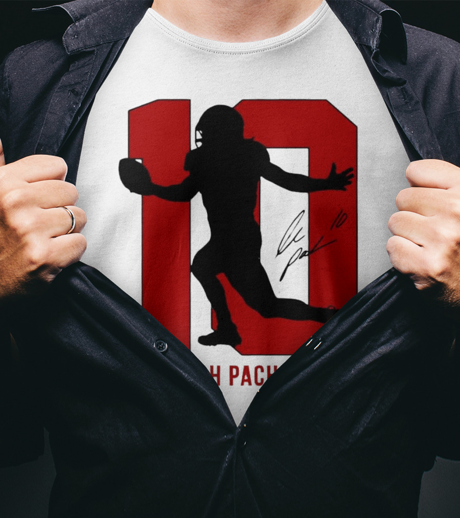 Isiah Pacheco Number 10 Kansas City Chiefs Silo Signature Action T-Shirt