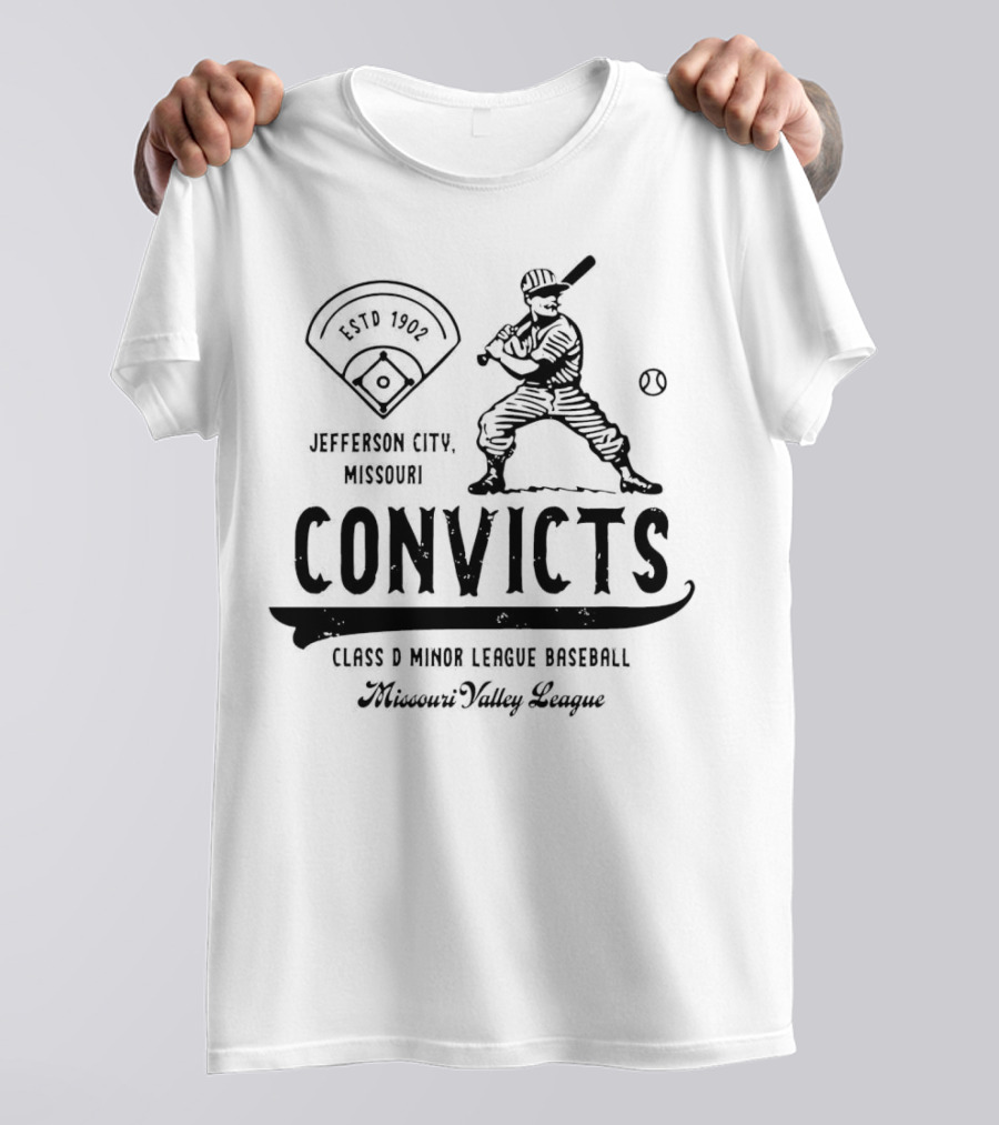 Jefferson City Convicts Missouri Valley League Baseball Estd 1902 T-Shirt