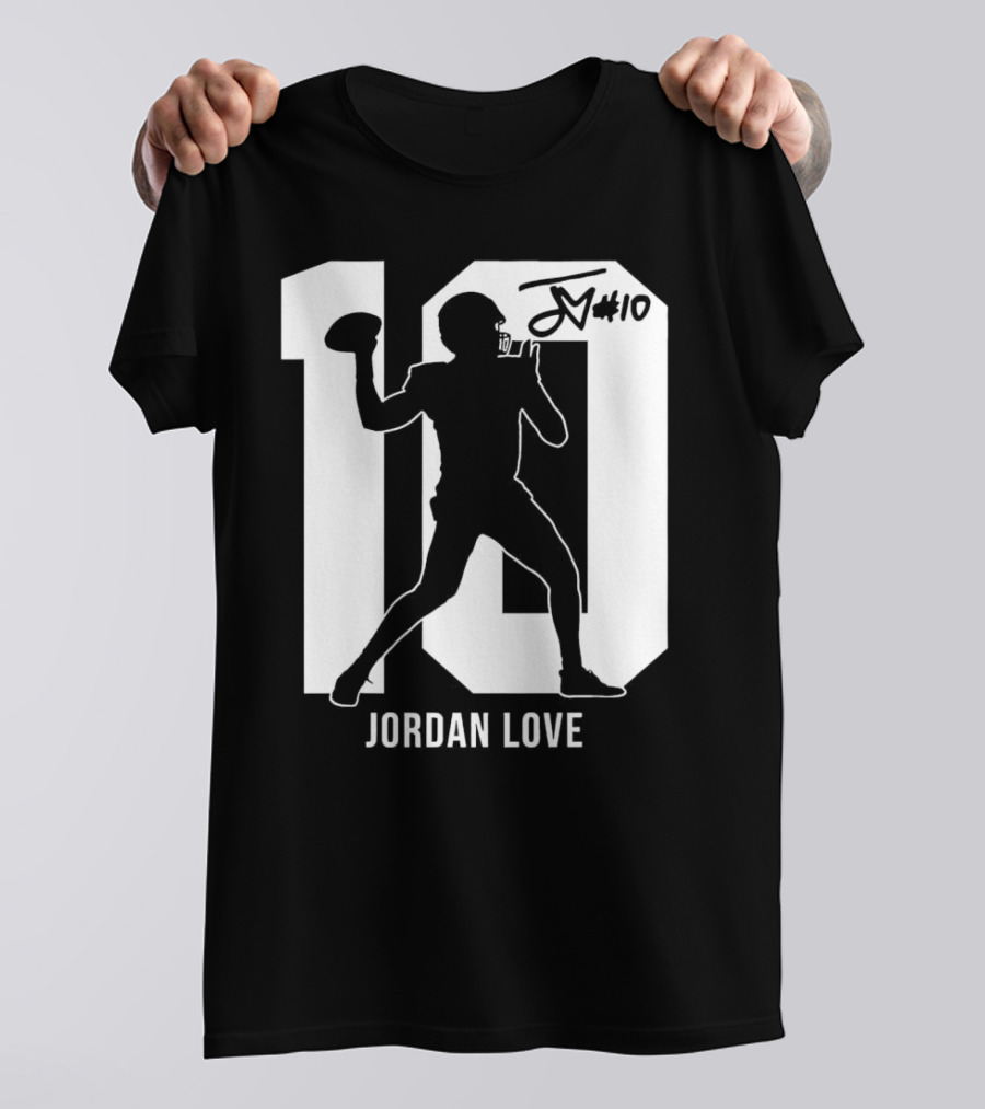 Jordan Love Green Bay Packers Number 10 Silhouette Signature T-Shirt