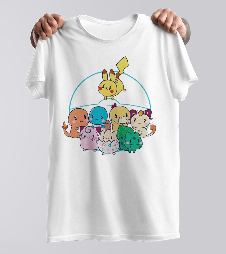 Kawaii Pokes Pikachu Bulbasaur Charmander Squirtle Cuties T-Shirt