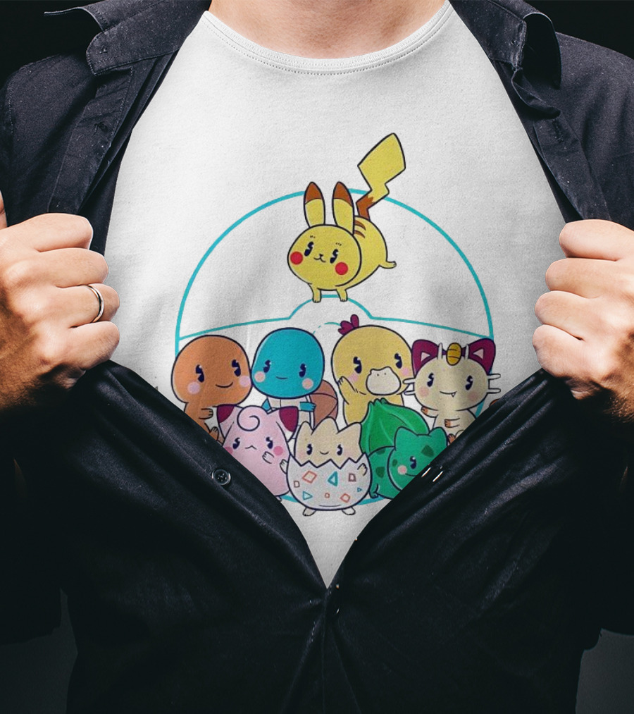 Kawaii Pokes Pikachu Bulbasaur Charmander Squirtle Cuties T-Shirt