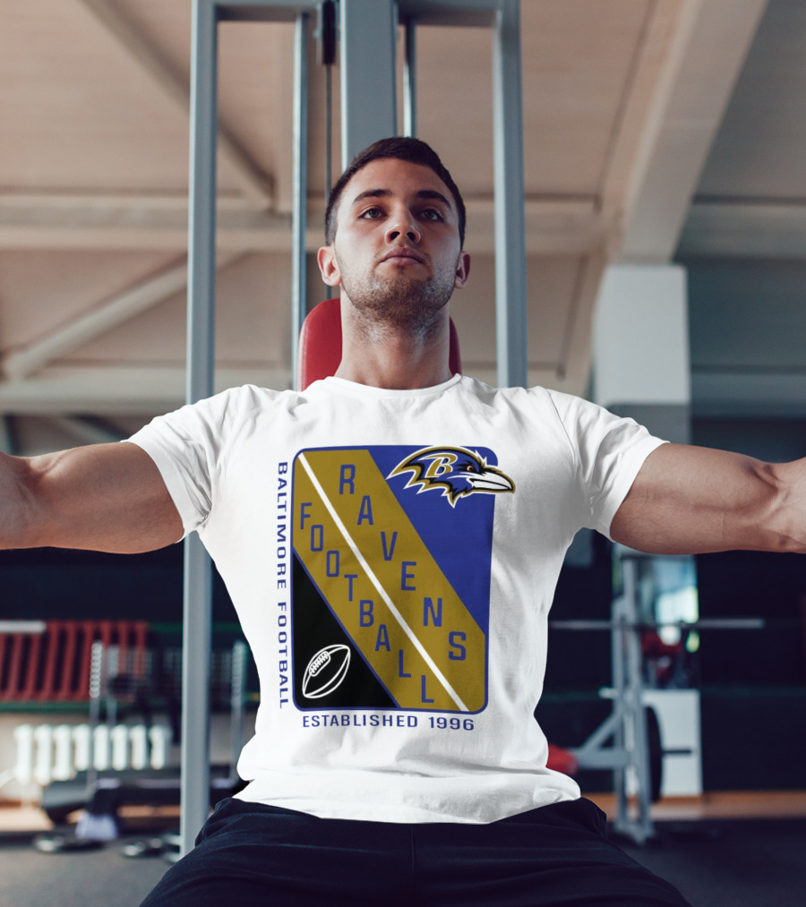 Baltimore Ravens Football Established 1996 Shield Logo Ravens Head T-Shirt