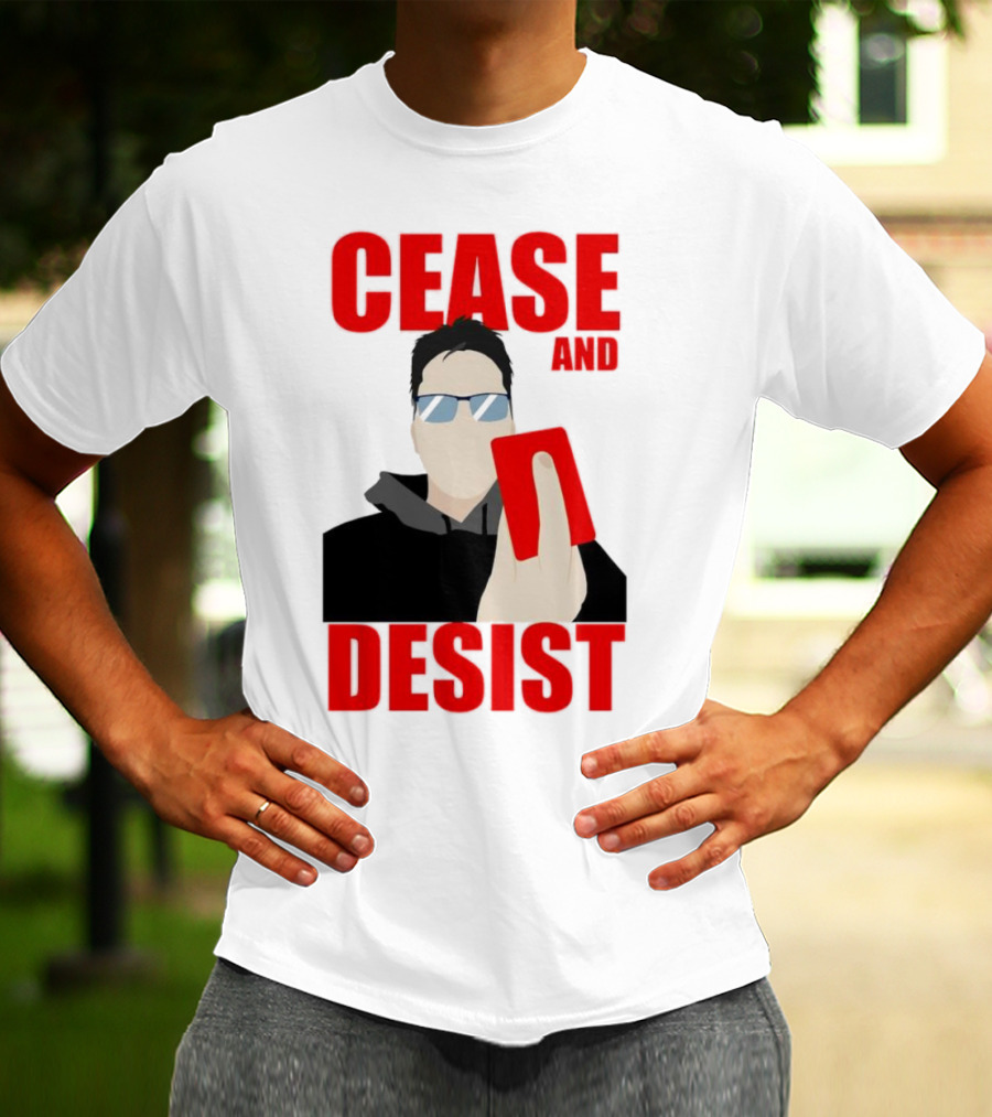CEASE AND DESIST Red Card Warning T-Shirt
