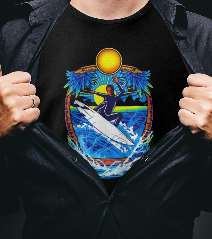 Chill With Water Surfing Under The Sun And Palm Trees T-Shirt