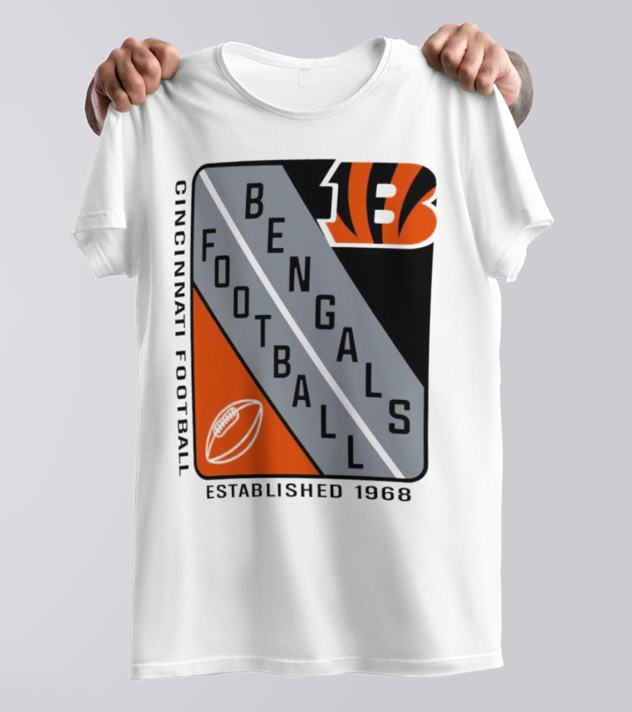 Cincinnati Bengals Football Shield Established 1968 Football Bengals Cincinnati Football T-Shirt
