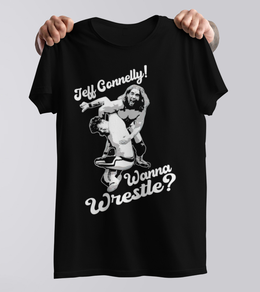Jeff Connelly Ready To Rumble Wanna Wrestle Bold Wrestling Challenge T-Shirt
