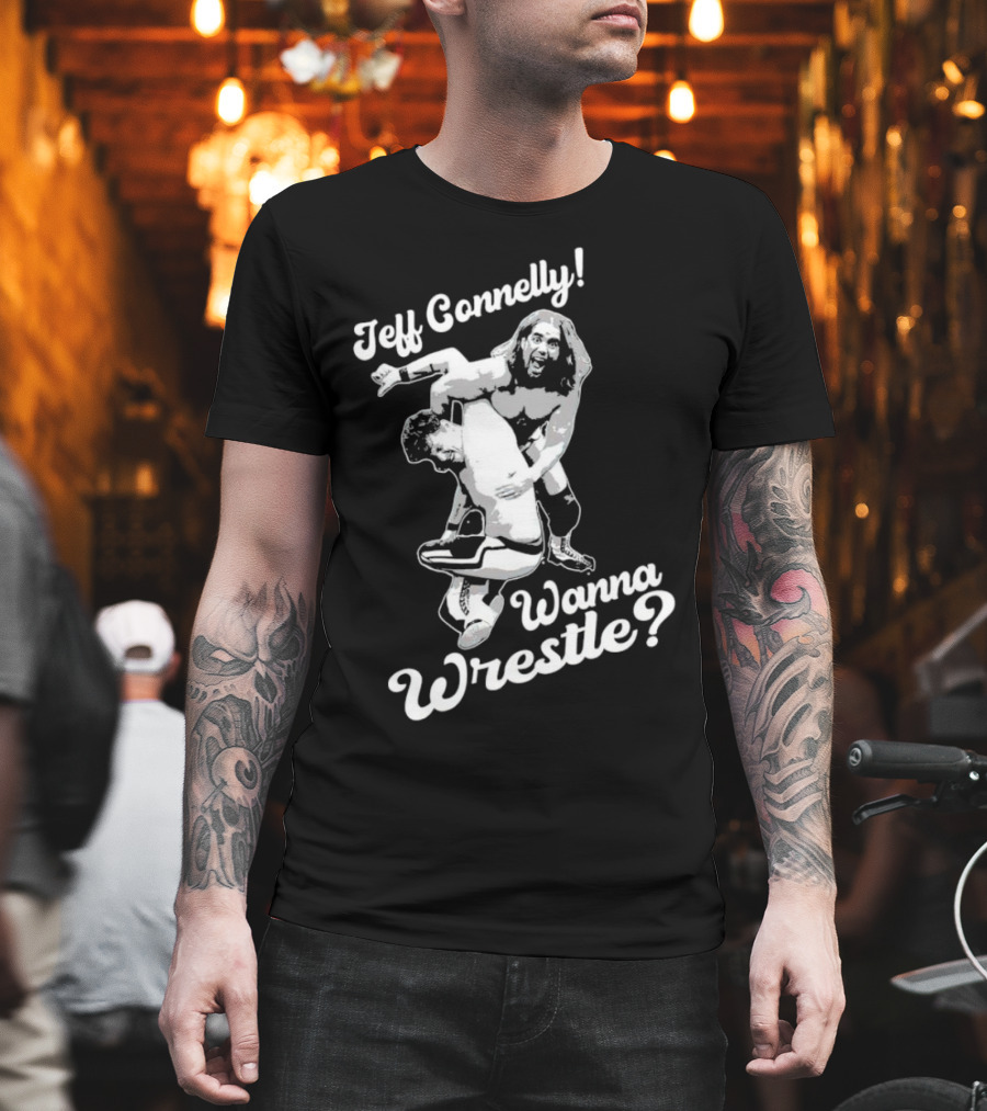Jeff Connelly Ready To Rumble Wanna Wrestle Bold Wrestling Challenge T-Shirt