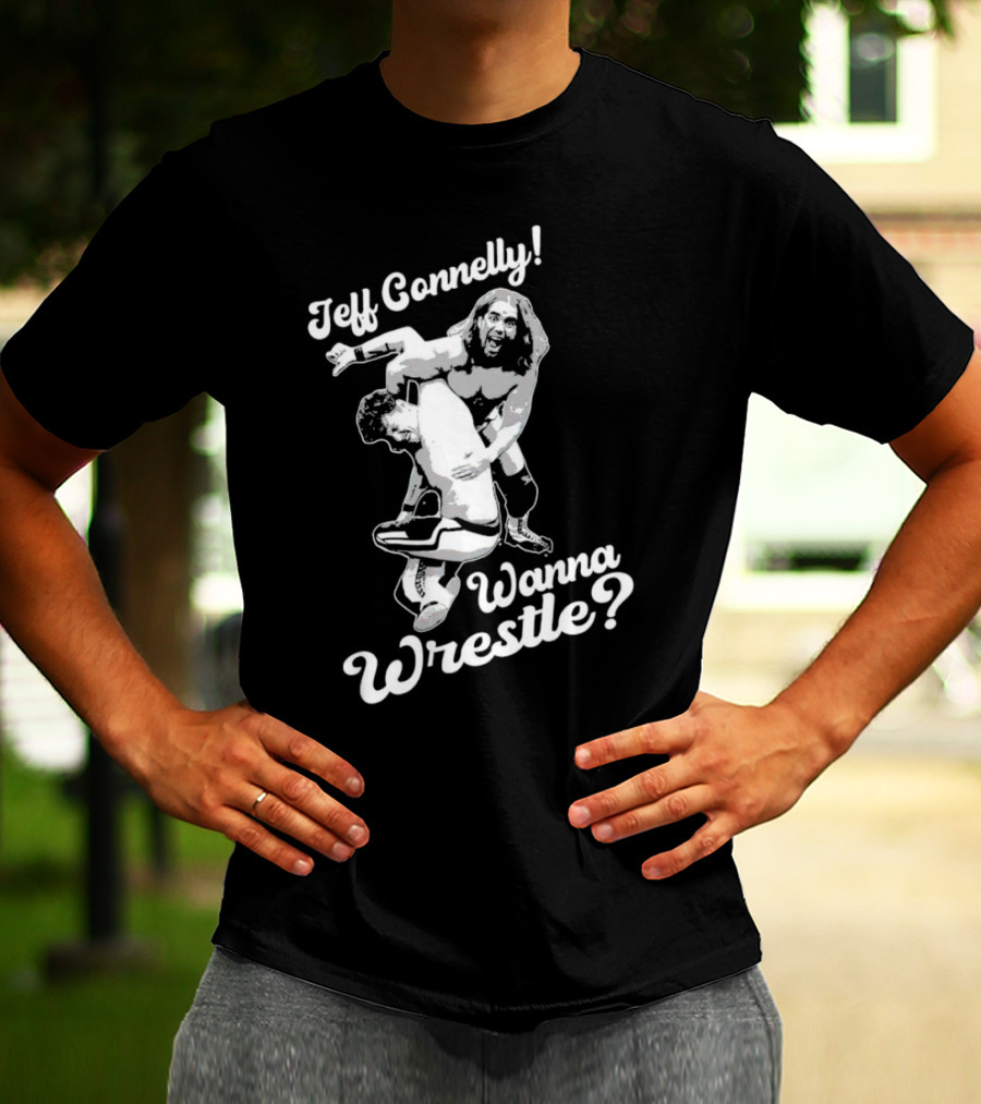 Jeff Connelly Ready To Rumble Wanna Wrestle Bold Wrestling Challenge T-Shirt