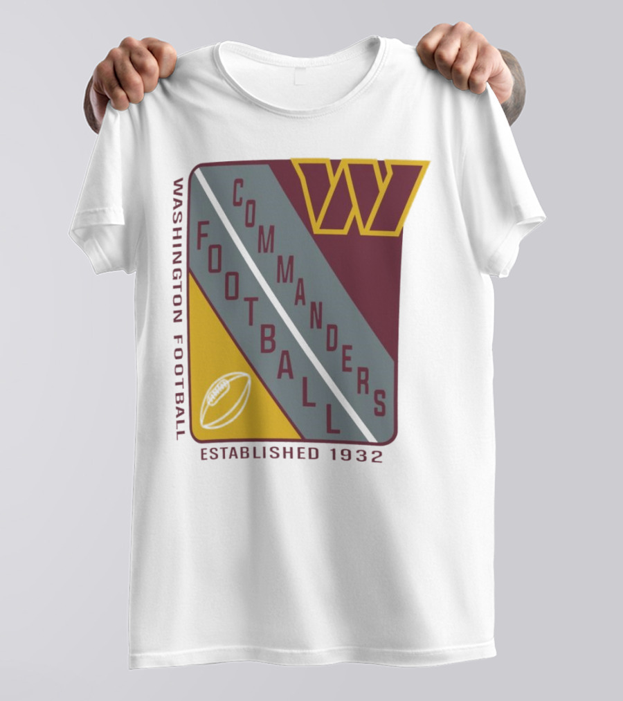 Washington Football Commanders Shield Football Established 1932 T-Shirt