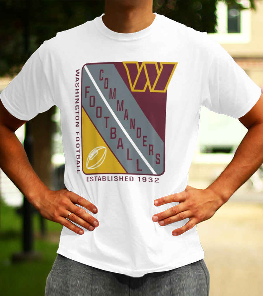 Washington Football Commanders Shield Football Established 1932 T-Shirt