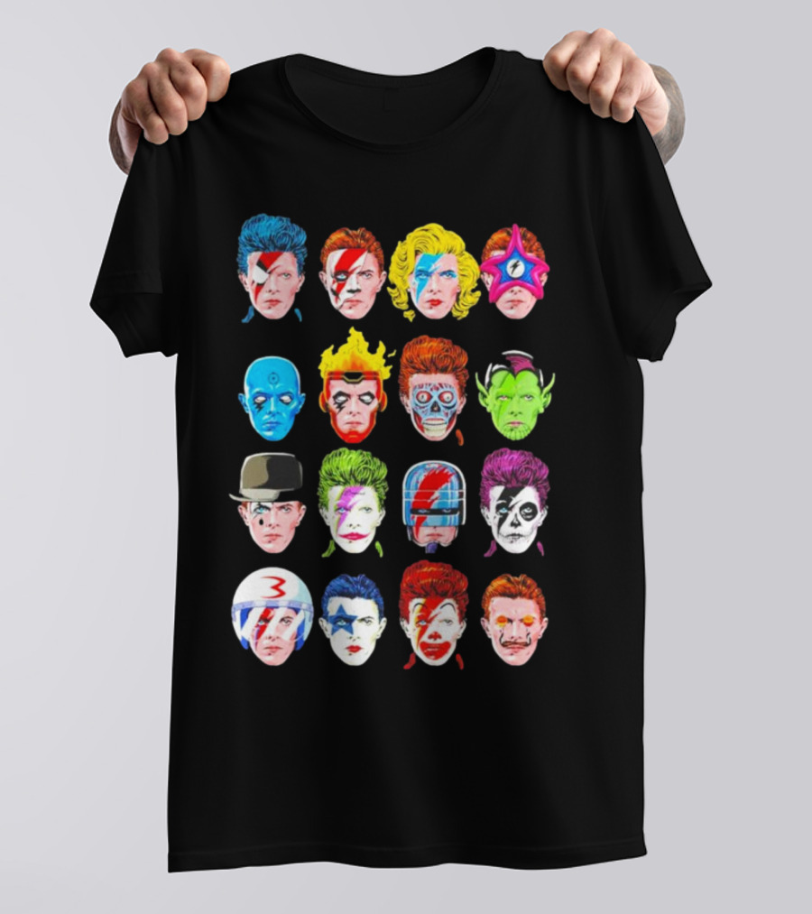 Ziggy Stardust Aladdin Sane Cartoon Pop Art Floating Heads T-Shirt