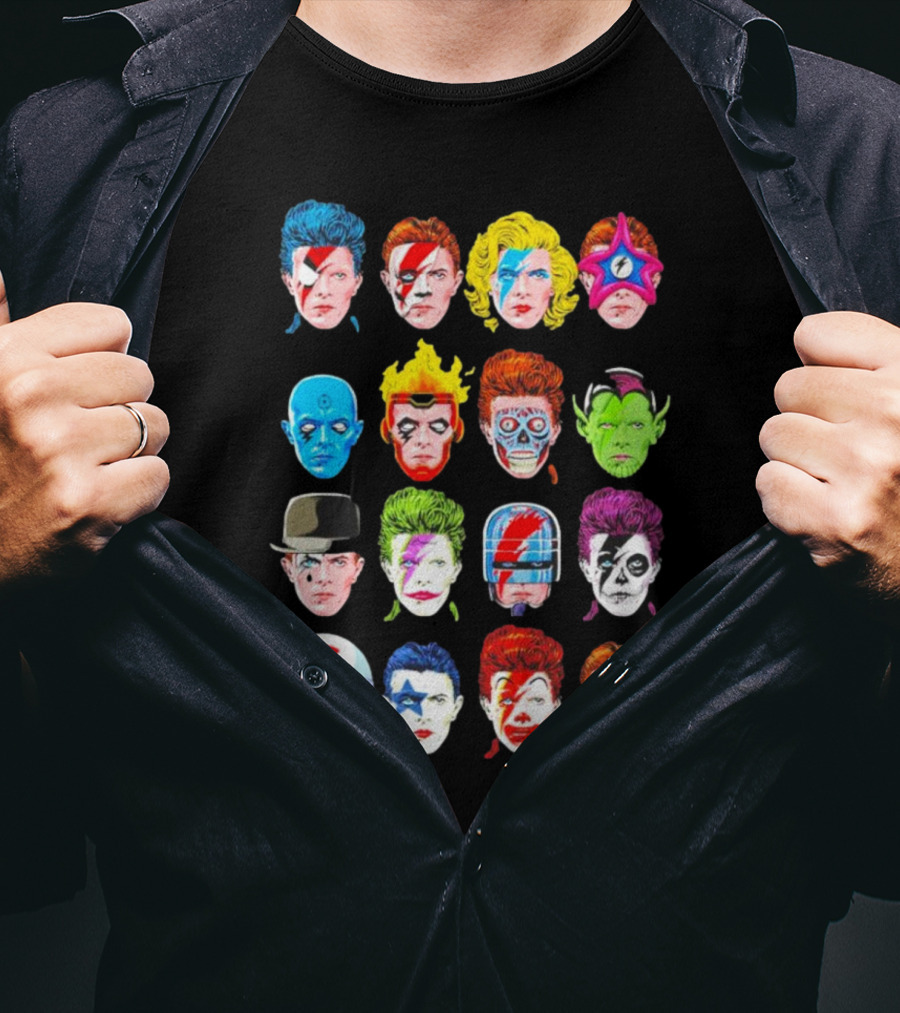 Ziggy Stardust Aladdin Sane Cartoon Pop Art Floating Heads T-Shirt