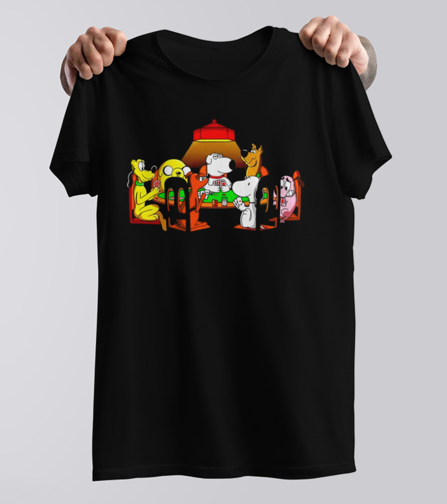 Snoopy And Dog Friends Poker Night Iconic Cartoon Characters T-Shirt
