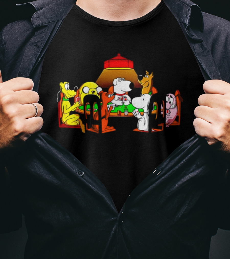 Snoopy And Dog Friends Poker Night Iconic Cartoon Characters T-Shirt