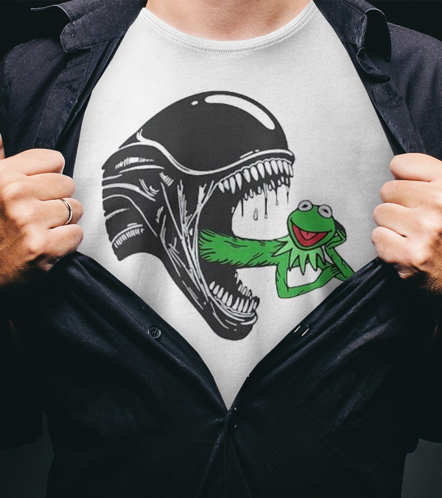 Alien Kermit Xenomorph Mashup Funny T-Shirt