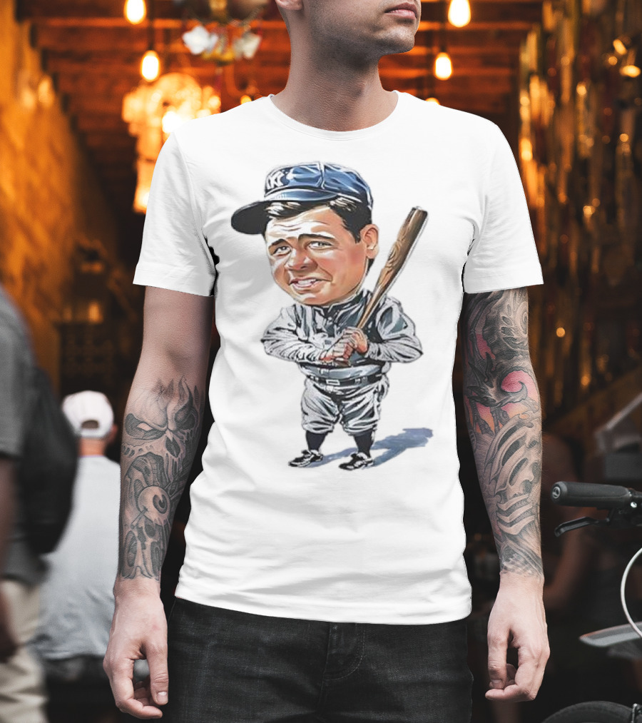 Babe Ruth NY Baseball Retro Caricature T-Shirt