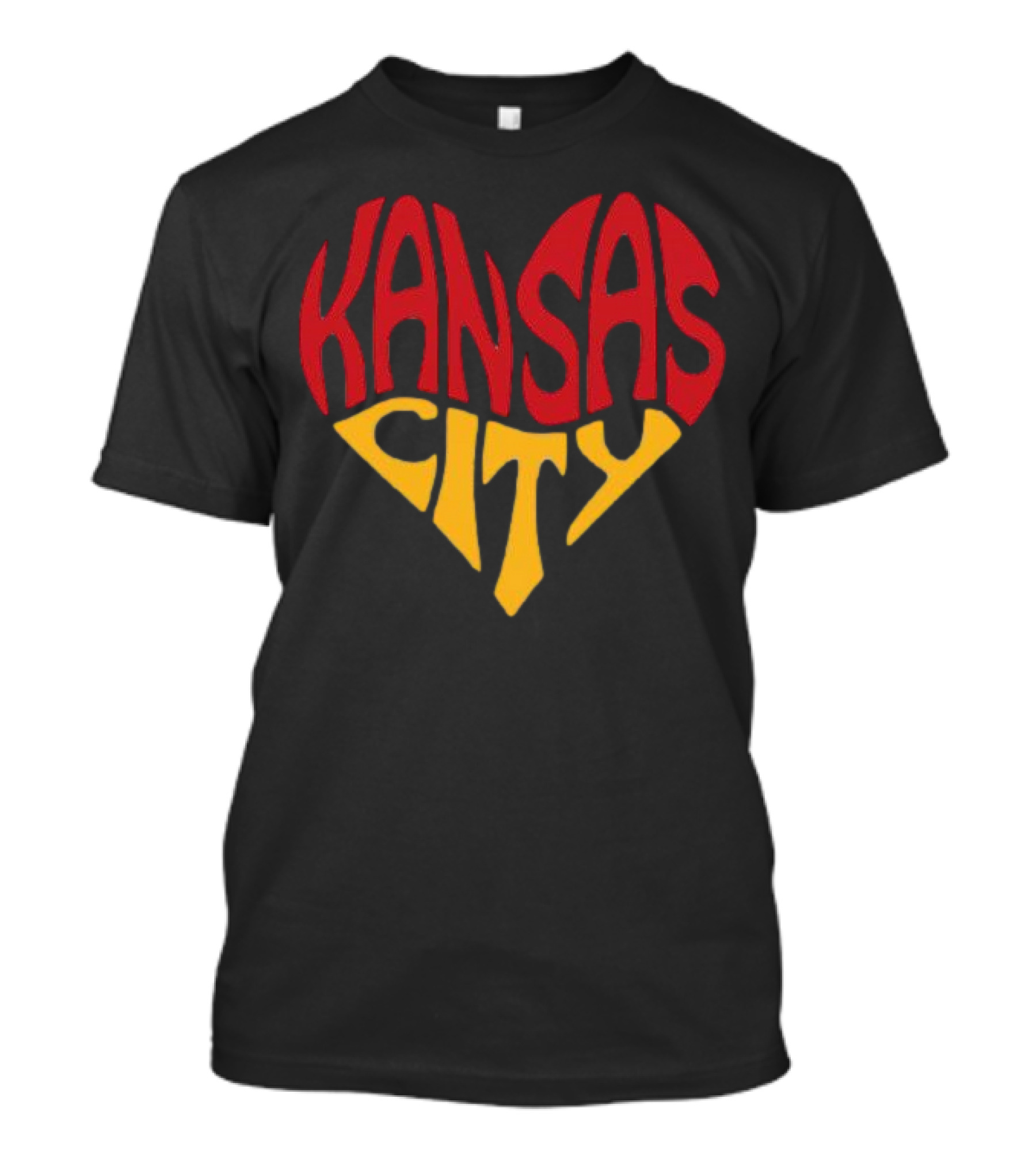 Kansas City Heart Text In Red And Yellow Shaped As A Heart T-Shirt