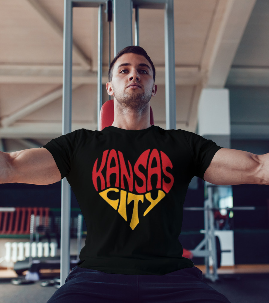 Kansas City Heart Text In Red And Yellow Shaped As A Heart T-Shirt