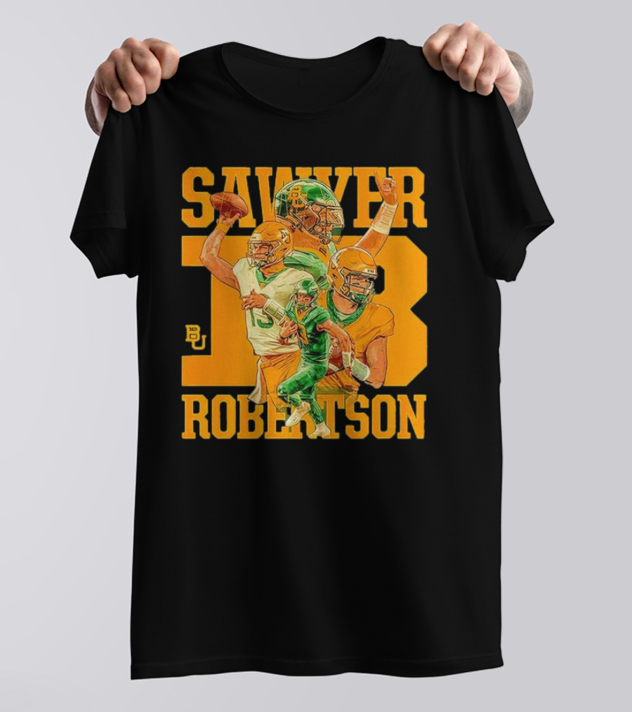 Baylor Bears Sawyer Robertson 13 Football Quarterback BU T-Shirt