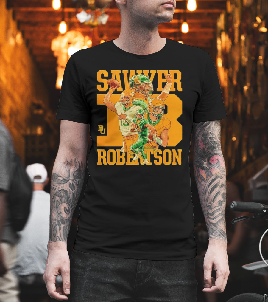 Baylor Bears Sawyer Robertson 13 Football Quarterback BU T-Shirt