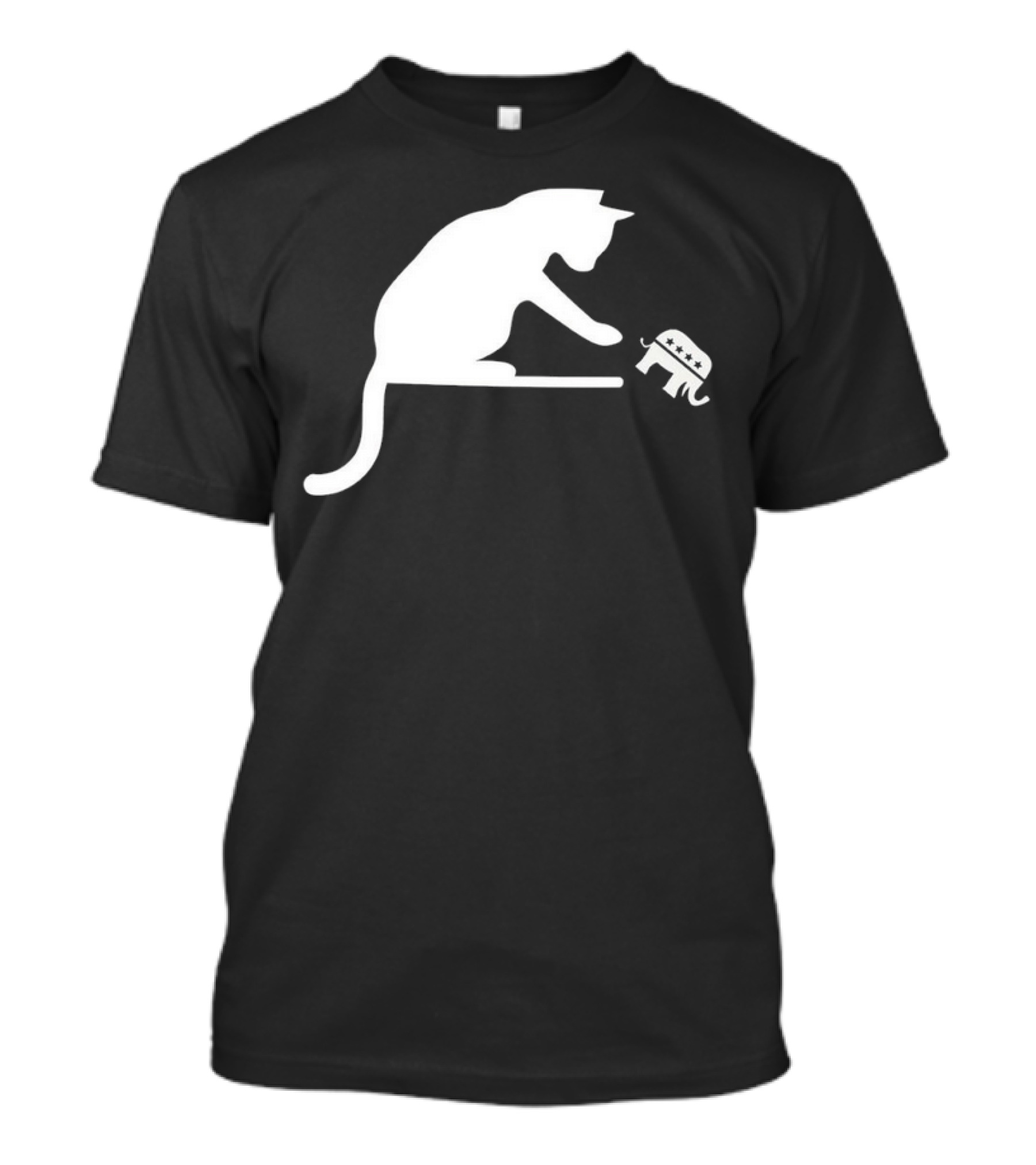 Childless Cat Lady Drop The Hate With Cat Playing With Republican Elephant T-Shirt