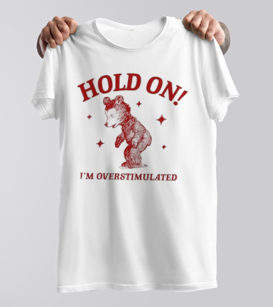 Hold On I'm Overstimulated Bear T-Shirt