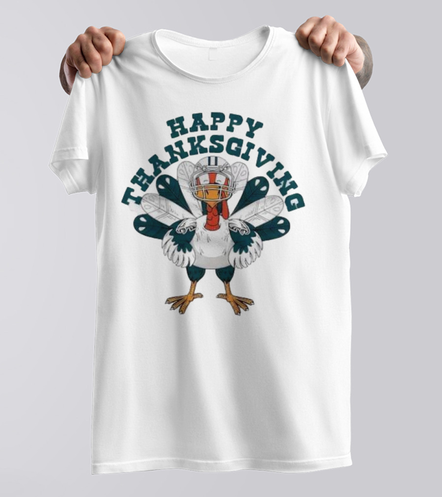 Philadelphia Eagles Turkey Happy Thanksgiving Football T-Shirt