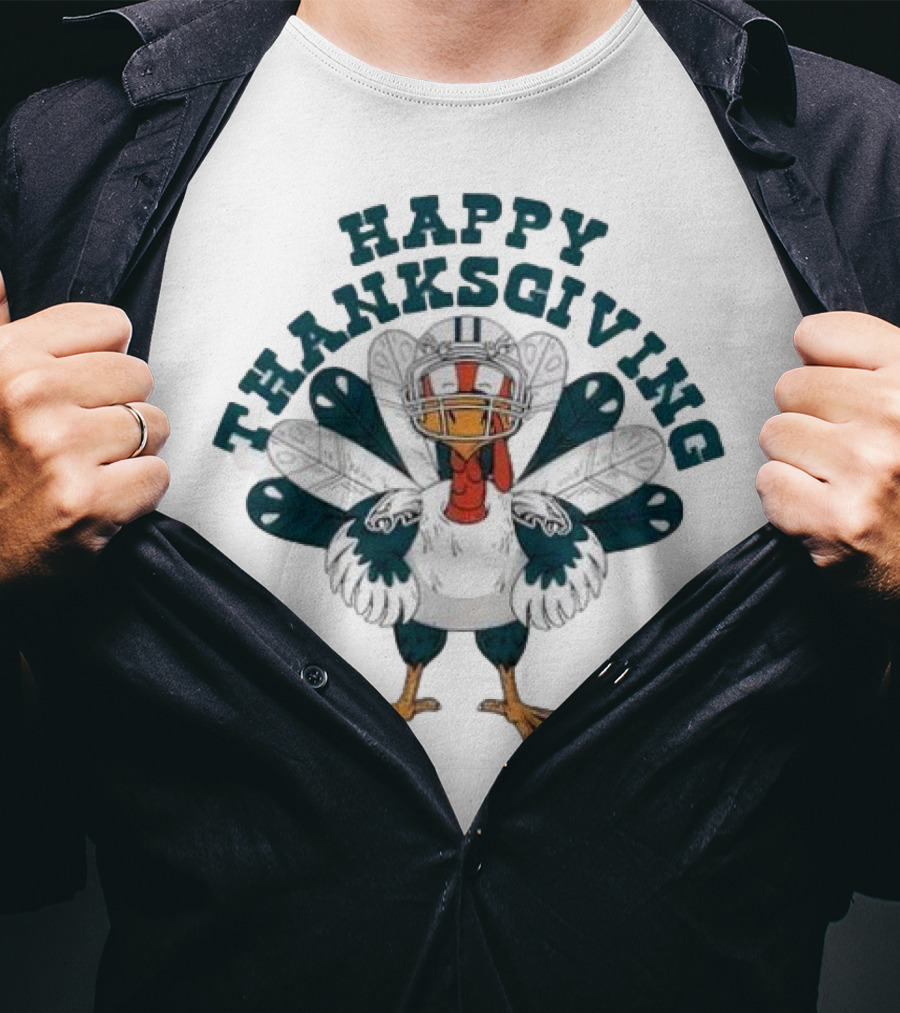 Philadelphia Eagles Turkey Happy Thanksgiving Football T-Shirt